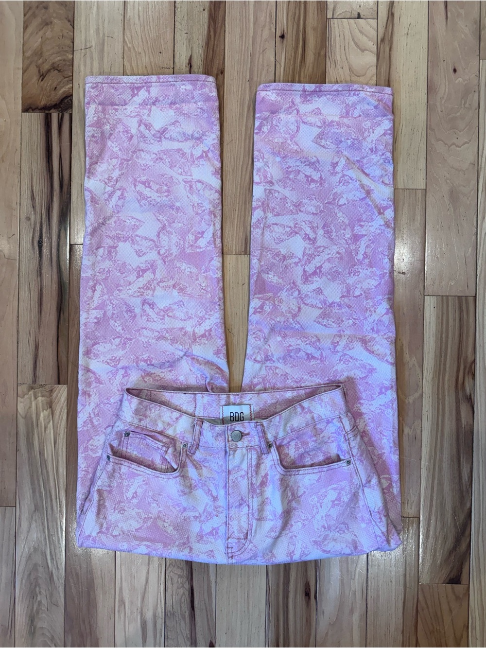 BDG Pink Wide Leg High Waisted Patterned Women’s Jeans